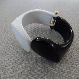 Angela Caputi Hinged Clamper Bracelet Black and White